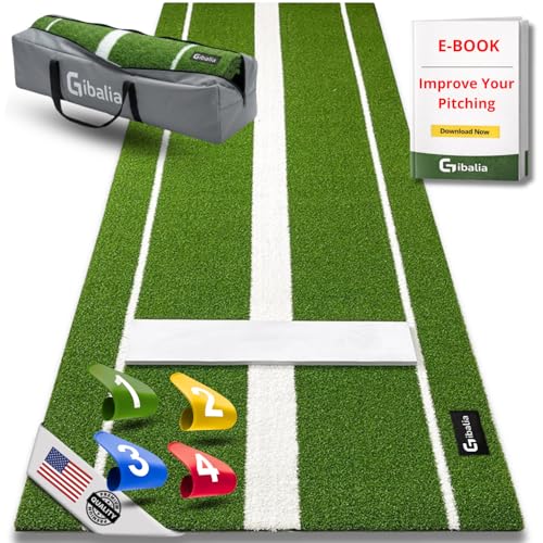 Softball Pitching MAT Whit Pitcher Rubber - Softball Training Equipment - Tools-Trainer Practice - Pitching Training aids - Baseball Turf mat - Indoor Pitching Practice - Pitch - softballs
