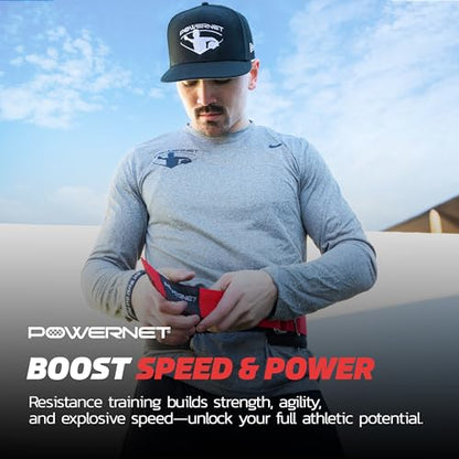 PowerNet Tension Trainer for Speed & Agility, Resistance Band Running Belt with Quick Release Handle, Speed Strength Training Equipment, Resistance Training for Basketball, Football, Baseball, Soccer