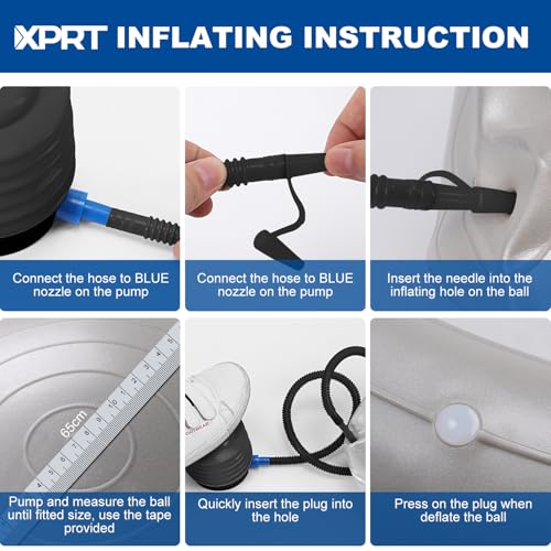XPRT Fitness Exercise Ball (55/65/75cm) - Yoga Ball for Home Gym Workout, Physical Therapy, Balance, Stability Training - Office Ball Chair with Quick Pump (5 Colors)