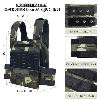 TPAID Tactical Weighted Vest 20LB, Adjustable Running Vest with Molle System