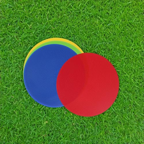SUPVOX 8pcs Non-Slip Circle Spot Markers Flat Agility Dots Floor Markers for Soccer Basketball Baseball Training Red Yellow Blue Green Sports Speed Agility