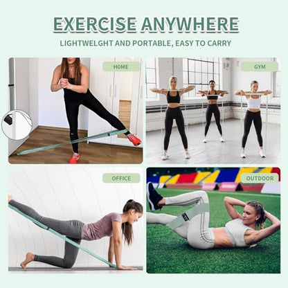 9 PCS Fabric Resistance Bands Set for Working Out, Non-Slip Exercise Booty Bands for Women & Men Leg and Glutes with Hair Ties and Tape Measure - for Home Gym Workout, Yoga, Pilates