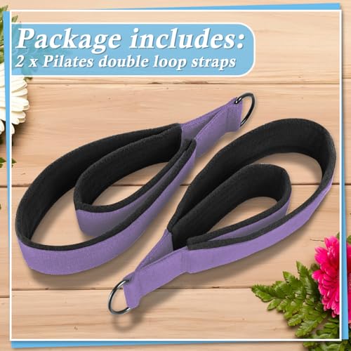 2PCS Pilates Double Loop Straps for Reformer Feet - Fitness and Yoga Equipment - D-Ring Exercise Straps for Gym and Home Workouts