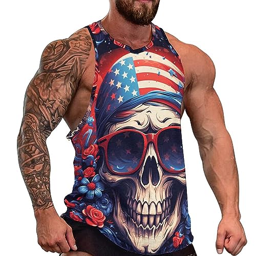 BIVENANT Skull Shirts for Men Novelty Mens Skull Tank Top Big and Tall Tank Tops Graphic Tees Shirt - color: Kmzsk0119, size: Small