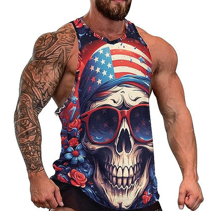 BIVENANT Skull Shirts for Men Novelty Mens Skull Tank Top Big and Tall Tank Tops Graphic Tees Shirt - color: Kmzsk0119, size: Small