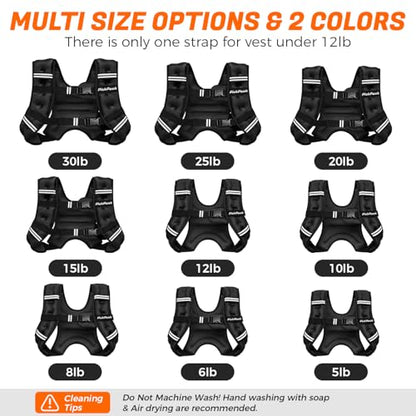 Weighted Vest for Woman Man 5lb/6lb/8lb/11lb/12lb/13lb/15lb/20lb/25lb/30lb Weighted Vest for Walking, Strength Training Weight Vest with Adjustable Buckle Detachable Phone Pouch for Running Workout