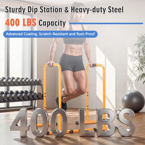 Adjustable Dip Bar, Parallel Bars Dip Equipment for Calisthenics, Heavy Duty Steel Dip Station with Soft High-Density Foam Handles for Home Gym Patio Office