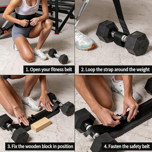 Hip Thrust Dumbbell Holder Belt: Wide Padded Support Belt for Barbell/Dumbbell/Kettlebell for Home Workouts, Adjustable Strap Non-Slip Safety Comfort Squats & Strength Exercises