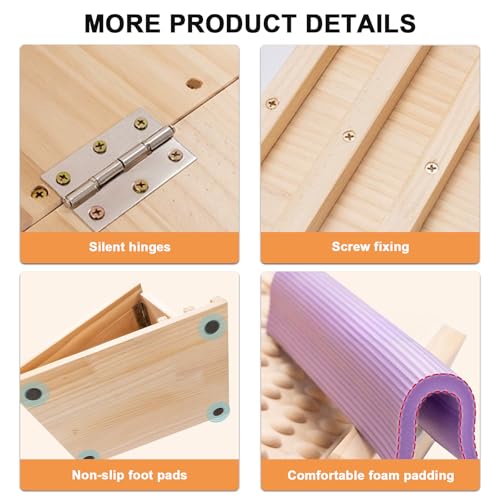Portable Wooden Slant Board, for Calf Stretching and Squats, Professional Calf Stretcher, Adjustable Incline Board for Knees Ankle Heel Feet Leg