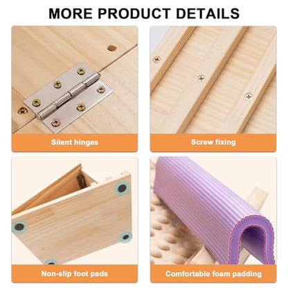 Portable Wooden Slant Board, for Calf Stretching and Squats, Professional Calf Stretcher, Adjustable Incline Board for Knees Ankle Heel Feet Leg