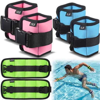 3 Pairs Ankle Weights for Men Women 0.5lb/1lb/1.5lb Adjustable Swimming Ankle Wrist Weights Bands Set for Pool Aqua Cuffs Aerobics Fitness Jogging Walking Running Yoga