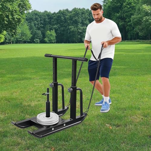 Goudergo Heavy Duty Weight Sled for Training 440 lbs Capacity, 5 Height Adjustable Push Pull Sled for Home Gym & Professional, Strength Training Sled with Foam Padding for Speed Training