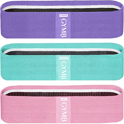 Gymbee Premium Resistance Bands for Working Out - Exercise Bands to Workout Glutes, Thighs & Legs - No Slip Cloth Booty Bands for Gym & Home Fitness, Yoga, Strength & Pilates for Men/Women - 3 Levels - color: Pink, Cyan, Lavender