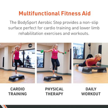 Body Sport® Aerobic Step – Step Aerobics Platform – Workout Equipment – Exercise Step Platform – Gray/Black