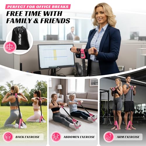 Multifunction Pedal Resistance Band with Handle, Upgraded Exercise Equipment with Soft Foot Pedal for Sit Up & Full-Body Home Gym Workouts, Core/ABS Training, Pilates, Yoga & Physical Therapy - style: 3-Pink-60LBS