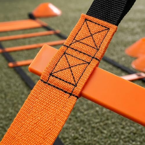 Agility Ladder Training Set - Orange Speed & Footwork Equipment for Sports, Soccer & Fitness - Includes Resistance Parachute, Cones, Jump Rope & Carry Bag