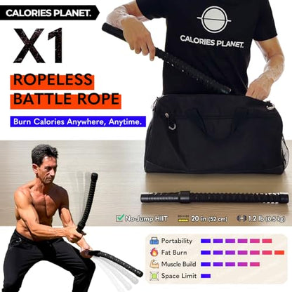 X1 Weighted Ropeless Battle Rope for Home Gym, Workout Exercise Rope for Strength Building, HIIT and Low-Impact Aerobic Training for Men & Women
