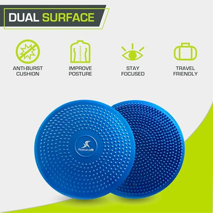 ProsourceFit Core Balance Disc Trainer, 14” Diameter with Pump for Fitness, Balance Training, or Seating; Wobble Board for Core Stability; Flexible Floor Cushions