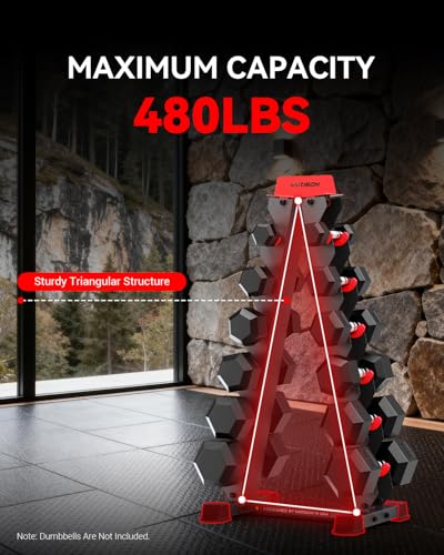 HARISON 6-Tier Dumbbell Rack Stand, A-Frame Design Weight Rack for Dumbbells, Strength Training Dumbbells Storage Rack for Home Gym (Rack Only)