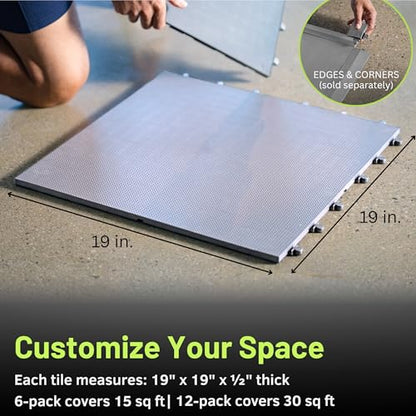 Performance Series Interlocking Floor Tiles - Durable ½ in TPE (Rubber Like, NOT Foam, no Odor) - Gym Flooring for Weights & Heavy Equipment - Gray, 30 SqFt (12 Pack) - Made in USA