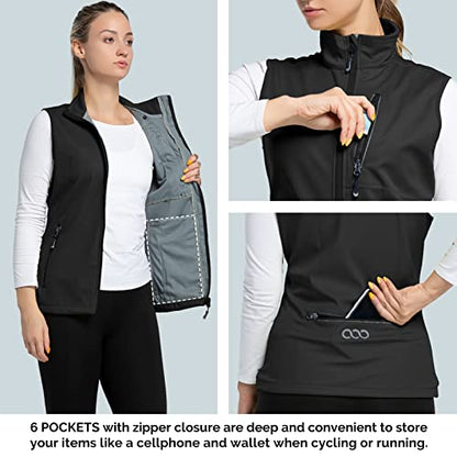 33,000ft Women's Lightweight Running Vest Outerwear with Pockets, Windproof Sleeveless Jacket for Golf Hiking Travel
