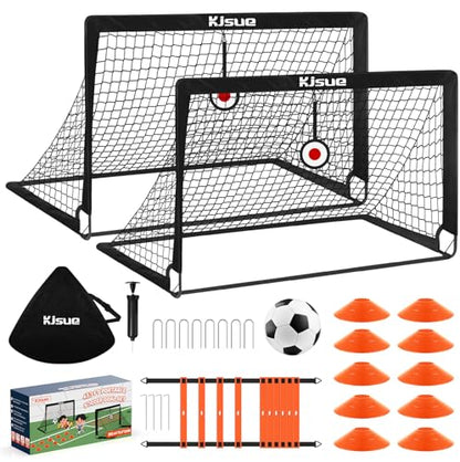 Soccer Goal, Kids Soccer Goals for Backyard Set of 2, 4 x 3ft Soccer Net Training Equipment, Pop Up Toddler Soccer Goal for Outdoor Indoor Sports Games