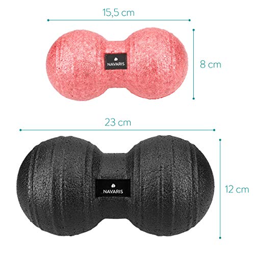 Navaris Double Massage Ball - Peanut Shaped Self-Massage Balls Trigger Point for Muscle Relaxation - Peanut Balls