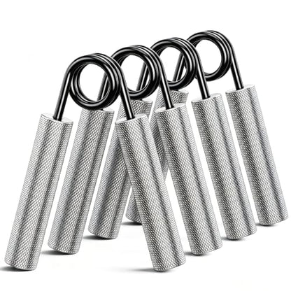 Grip Strength Trainer 4 Pack,50LB-200LB Metal Hand Grip Strengthener,Non-Slip Heavy-Duty Forearm Exerciser,Hand Gripper for Muscle Building and Hand Rehabilitation Exercising - color: Silver