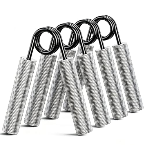 Grip Strength Trainer 4 Pack,50LB-200LB Metal Hand Grip Strengthener,Non-Slip Heavy-Duty Forearm Exerciser,Hand Gripper for Muscle Building and Hand Rehabilitation Exercising - color: Silver