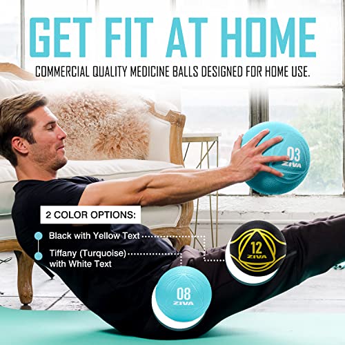 ZIVA Medicine Ball – Durable Rubber Weighted Ball with Easy-Grip Textured Shell for Core, Balance and Strength Training – Commercial Quality (Turquoise, 4–12 lb) - style: 12 Pounds