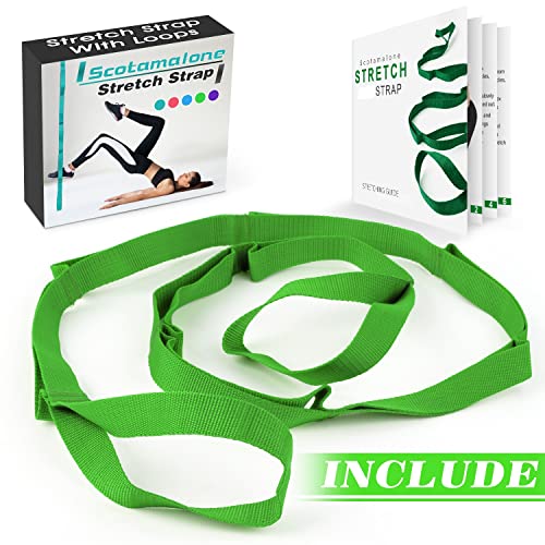 Stretching Strap Yoga Strap Physical Therapy for Home Workout, Exercise, Pilates and Gymnastics, 10 Loops Non-Elastic Stretch Bands with Aesthetic Packaging for Women & Men