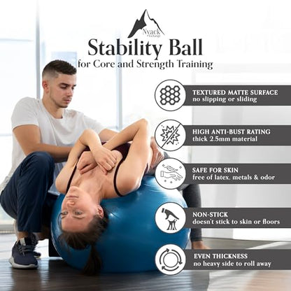 Home Workout Kit-Includes Resistance Bands, Exercise Balls with Pump, Core Sliders and Fitness Looped Bands for Physical Therapy Strength Training Full Body, Core Workouts by Nyack Exchange