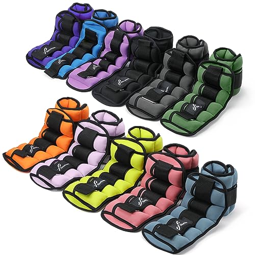 Sportneer Adjustable Ankle Weights Set - 1 Pair (2-10 lbs) Removable Sandbags for Women & Men, Comfortable Neoprene Leg Weights for Walking, Running, Pilates, Yoga, Home Workout & Physical Therapy