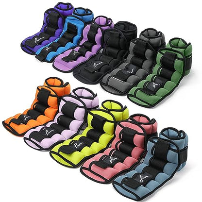 Sportneer Adjustable Ankle Weights Set - 1 Pair (2-10 lbs) Removable Sandbags for Women & Men, Comfortable Neoprene Leg Weights for Walking, Running, Pilates, Yoga, Home Workout & Physical Therapy