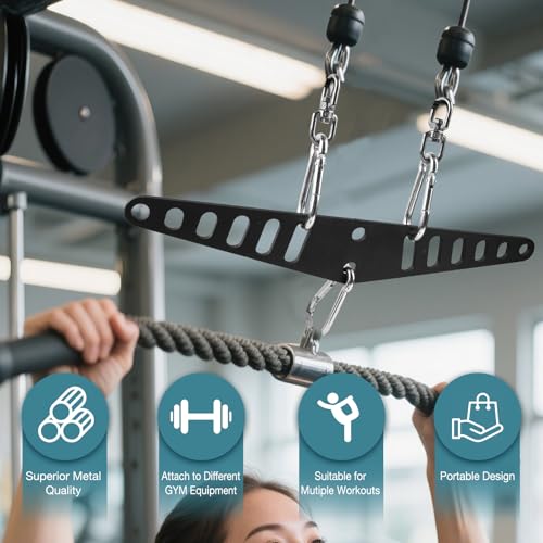 Multi-Grip LAT Pull Down Bar for Home Gym Fitness, Cable Machine Attachment, Spreader Plate LAT Pulldown Attachments for Pulley System Cable Machine