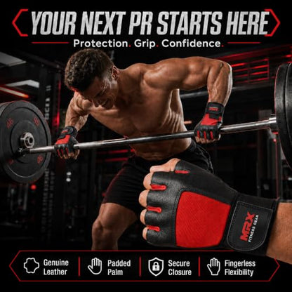 MRX Weight Lifting Gloves Gym Fitness Exercise Bodybuilding Workout Powerlifting - color: Red, size: Medium