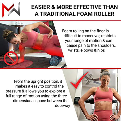 Pro Series- Stand Up Door Mounted Textured Foam Roller for Deep Tissue Massage & Muscle Recovery for Exercise, Includes 4 Trigger Point Attachments