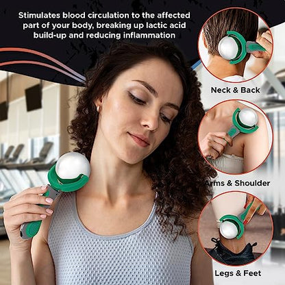 Cold Massage Roller Ball | Cold Therapy | Ice Roller Ball with Handle | cryo Stick | Relieve Muscle Pain (Green) - color: Green
