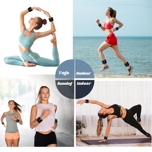 2Lbs Wrist Ankle Weights for Women - Wearable Arm Leg Bangles Weight Set of 2(1Lb Each) Adjustable Weighted Wristbands for Home Gym Workout, Walking, Pilate, Yoga, Exercise, Barre, Strength Training