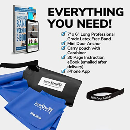 Resistance Bands for Working Out | 7Ft Long Resistance Bands |Super Exercise Bands with Carry Pouch and Door Anchor I Latex Free Workout Bands Including an Exclusive Workout App and E-Book