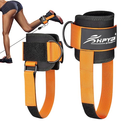 Ankle Strap for Cable Machine, Padded Ankle Straps for Cable Machine Kickbacks, Glute Workouts, Leg Extensions, Curls, Booty Hip Abductors Exercise, Adjustable Comfort Ankle Cuff for Gym - color: 1Pair-Orange