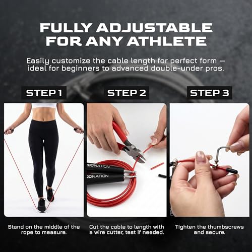 Speed Jump Rope for Men & Women with Adjustable Alloy Steel Cable, Lightweight Handles, and Smooth Rotation—Perfect for Boxing, Cross Training, Double Unders, & High-Intensity Workout - Silver & Black
