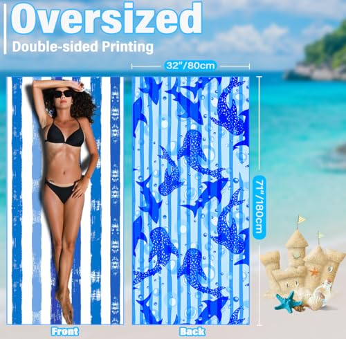 Widdonen Microfiber Beach Towel,Compact 2 Pack-71x32 Inch with Bag Travel - color: 2 Pack Blue Peank Dream World