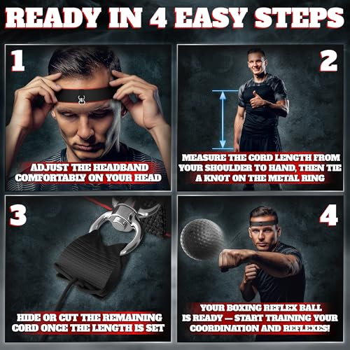 BURIUS Boxing Reflex Ball Set, 4 Balls and 2 Headbands, Reaction Training