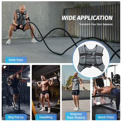 ZELUS Weighted Vest, 6lb/8lb/12lb/16lb/20lb/25lb/30lb Weight Vest with Reflective Stripe for Workout, Strength Training, Running, Fitness, Muscle Building, Weight Loss, Weightlifting