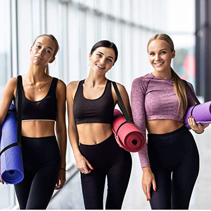Hoolerry 36 Pieces Yoga Mats Sets Includes 12 Pcs Yoga Mats Bulk 68” x 24” x 6mm Thick Exercise Mat Non Slip 12 Resistance Bands 12 Carrying Straps for Women Girls for Gym Pilates