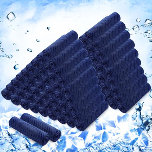 100 Pack Cooling Towels, 40"x12" Cooling Towels for Neck and Face Breathable Soft Chilly Sweat Rag Microfiber Sport Rags for Gym Yoga Golf Running - color: Dark Blue
