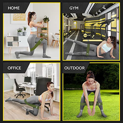 Fabric Resistance Bands for Working Out, 3-Pack for Legs and Glutes - color: Military Green
