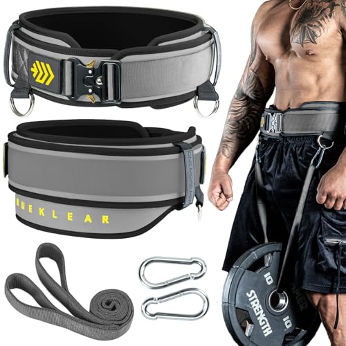 MANUEKLEAR 2-in-1 Weightlifting Belt & Dip Belt with 36.7 IN Rope, Double-Layer Weight Lifting Belts, Powerlifting Gym Weighted Belt for Pull Up Squat - color: Sleek Grey, size: XL(38-41in)
