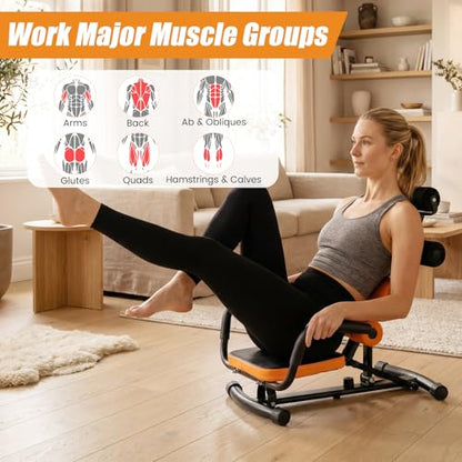 GYMAX Ab Machine, Adjustable Sit Up Exercise Equipment with Foam Roller & Handle, Multifunctional Workout Ab Trainer for Home Gym, Core Muscle Exercise Bench Press for Men Women